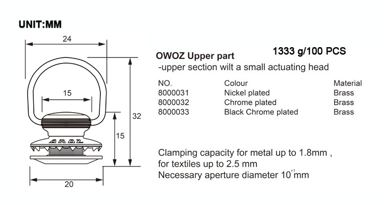 OWOZ-800003X Size Chart