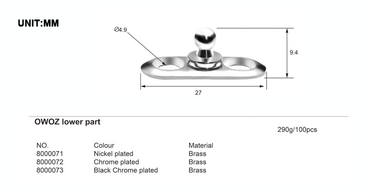 OWOZ-800007X Copper Size Chart